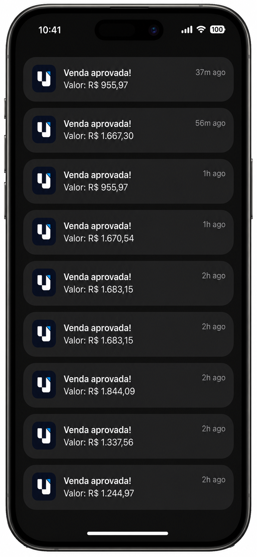 Celular com notificações de vendas aprovadas